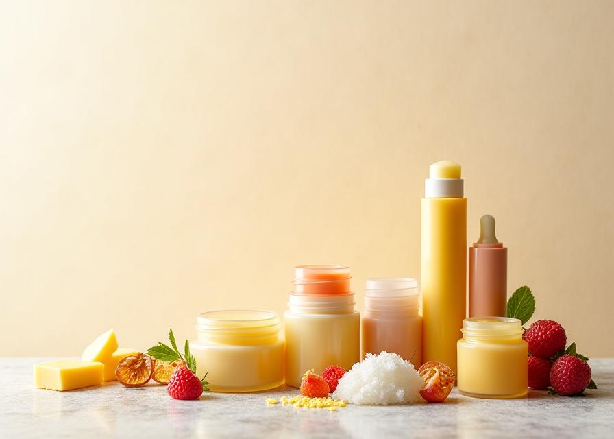 Natural lip balms and sugar body scrubs with botanical extracts